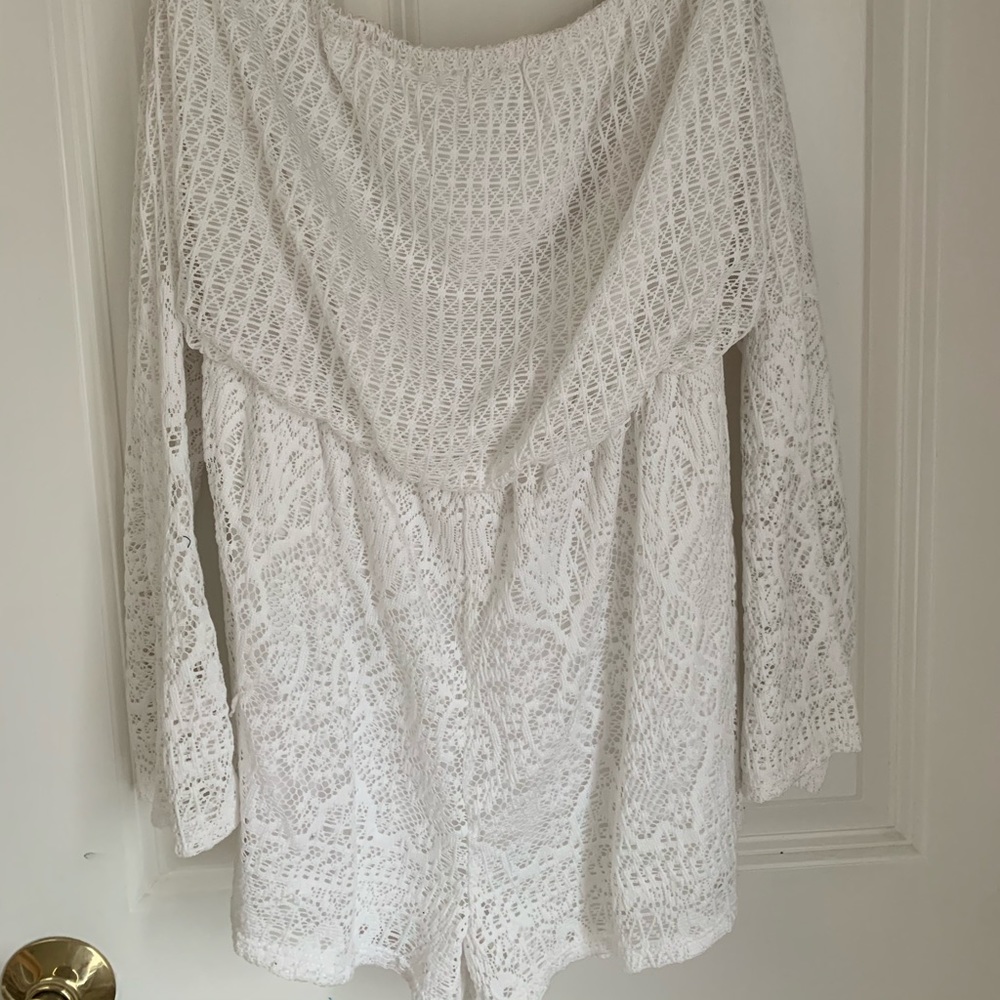 Windsor Off the Shoulder White Lace Romper